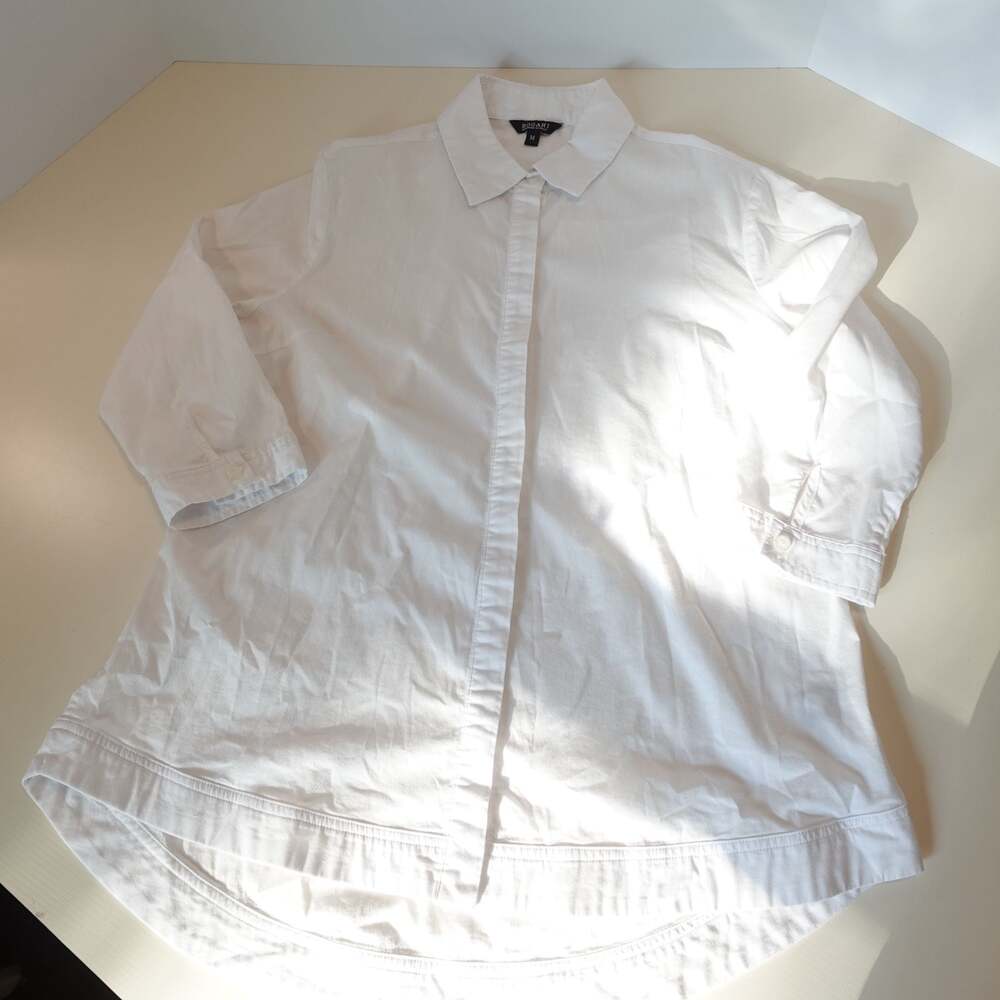 Bogari Designed in Italy White Button-Up 3/4 Sleeve Shirt Women’s M Cotton